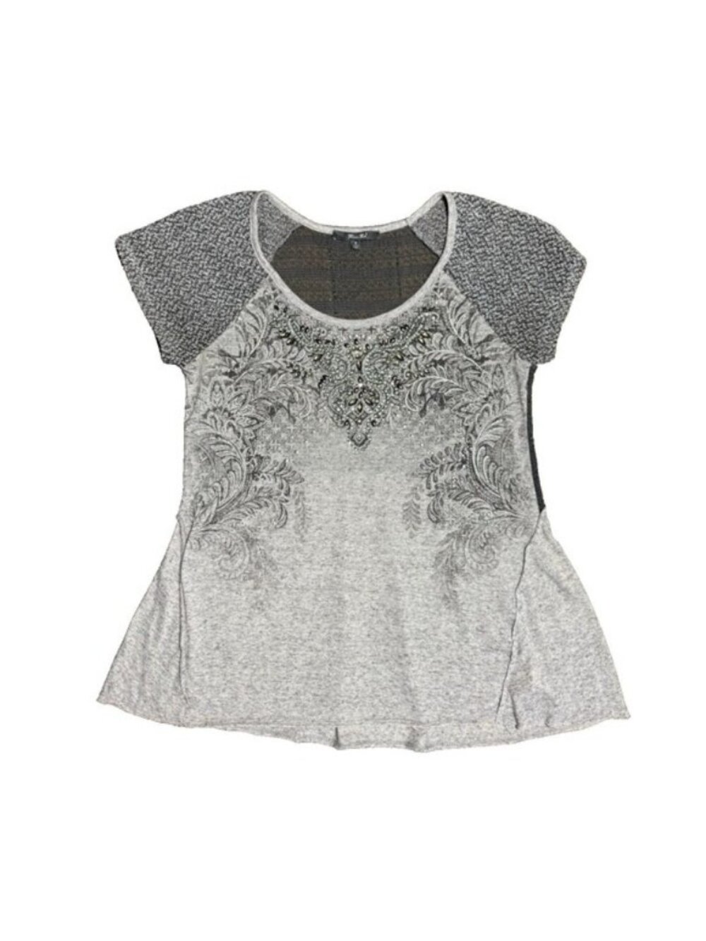 Miss Me Grunge Rhinestone Bling Mesh Back Tee Y2K Rocker Oversized M